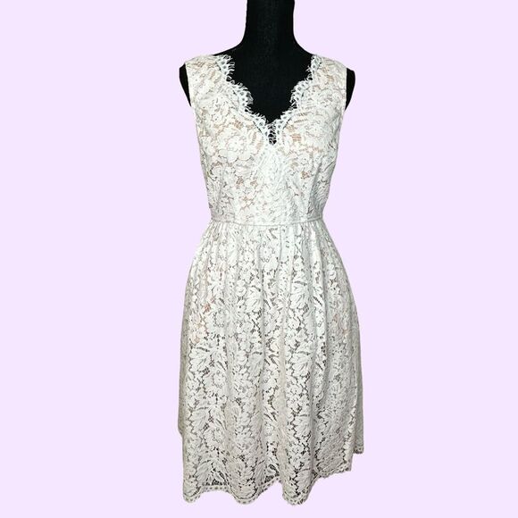 NWT LULUS Love Swept White Lace Midi Skater Dress With Pockets Size Large - Picture 8 of 16